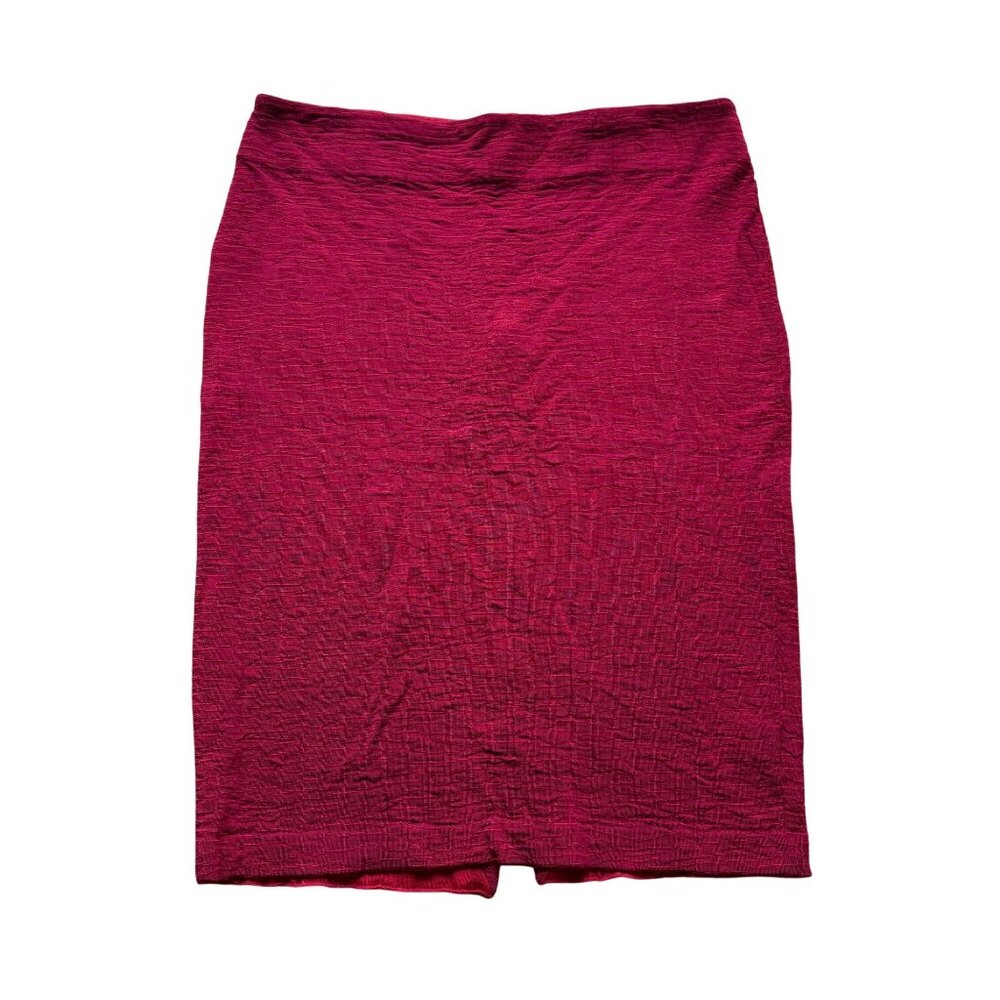 St. John Santana Knit Quiet Luxury Size L US 12 Red Pencil Skirt Old Money